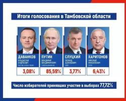 Итоги голосования за Президента РФ в Тамбовской области