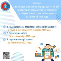 Объявлен конкурс на лучшее освещение в средствах массовой информации избирательных кампаний в рамках единого дня голосования 11 сентября 2022 года