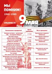 Обновленный план мероприятий, посвященных 78-летию Великой Победы