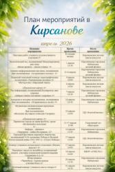 План мероприятий на апрель